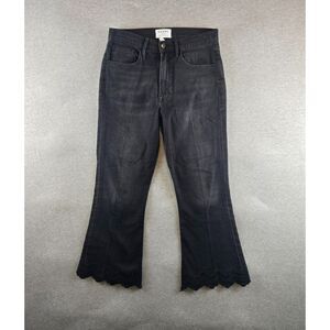 FRAME Women's 28 Schiffly Crop Flare Jeans Lacey‎ Jeans High Rise Denim Black
